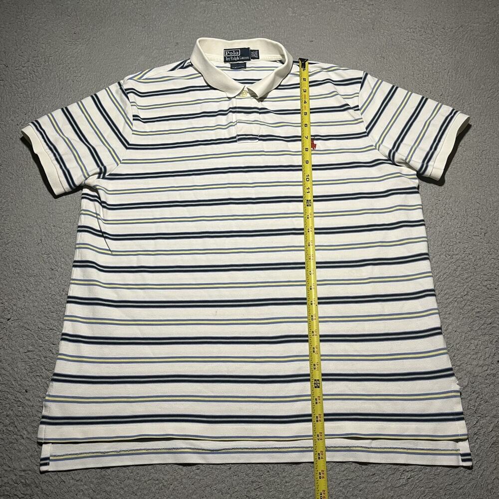 Polo Ralph Lauren Mens XXL White Stripe Polo Shirt Custom Fit Cotton Casual - Picture 3 of 11